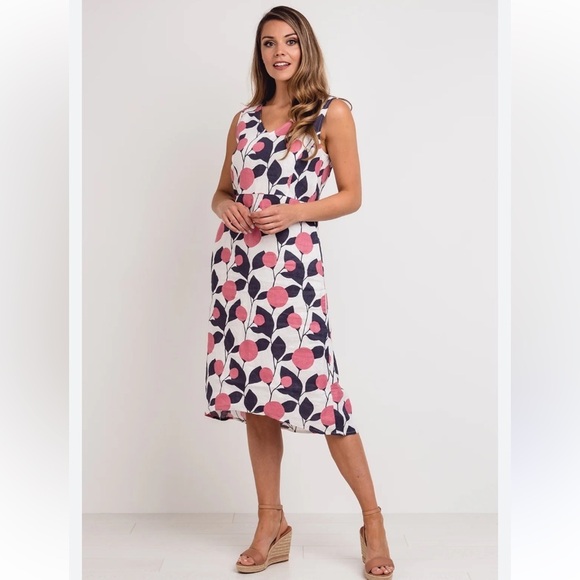 White Stuff Dresses & Skirts - White Stuff Floral Linen Sleeveless Dress Pink and Blue Size 8